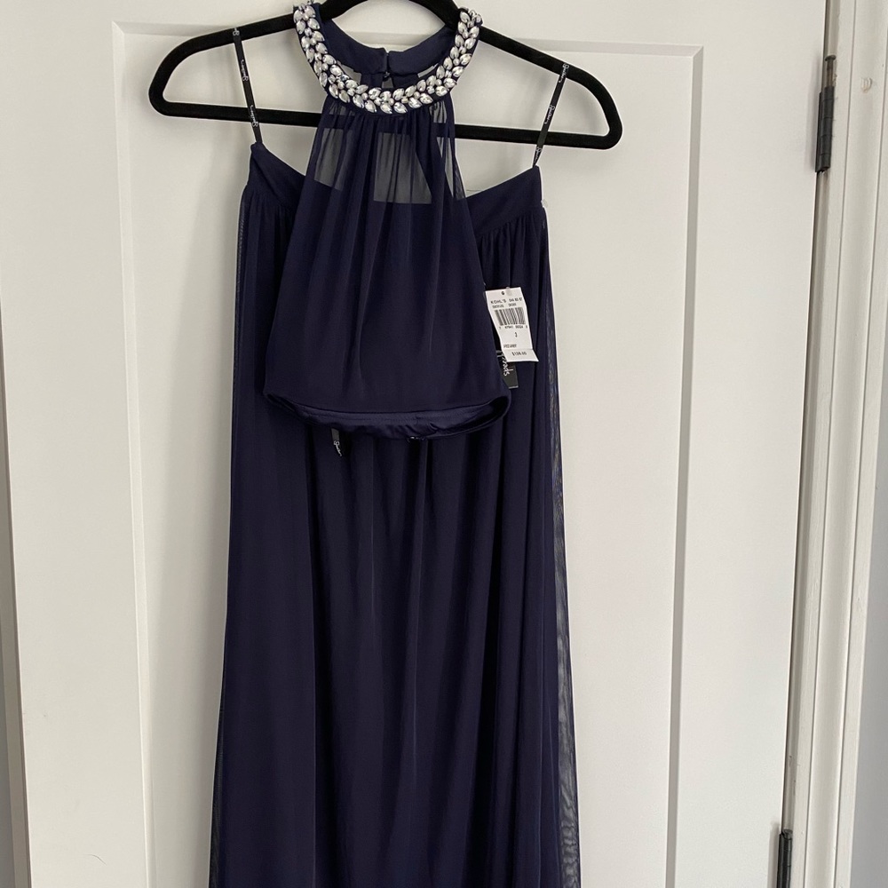 Navy blue two piece dress